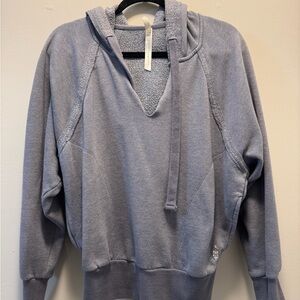 FP Movement by Free People V-Neck Hoodie Sweater in Light Blue